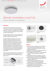Technische Spezifikation Zehnder ComfoValve Luna E125