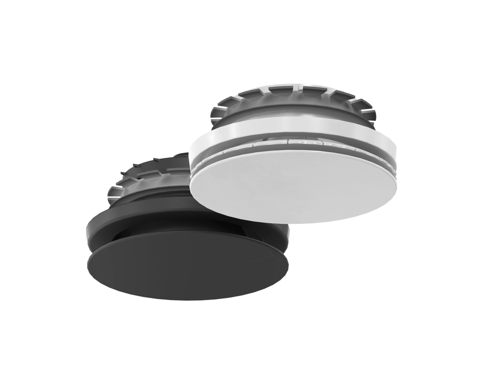 Zehnder_CSY_ComoValve_Luna_S_E_Traffic-White_Black_Cutout Cut-Out Zehnder ComfoValve Luna E125 Comfortable indoor ventilation Angled view