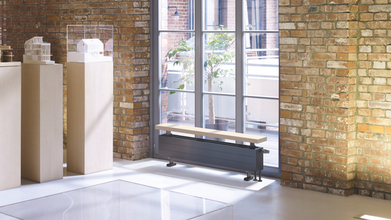 Zehnder_RAD_Radiavector Bench_model ZBRV323-1300 V014, RAL 7024 Rendering Radiavector Bench Decorative radiator Side view