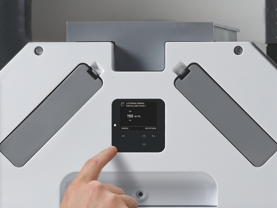 Zehnder_CSY_Ventilation_Unit_ComfoAir_Q_350_detail_display_hand Cut-Out Zehnder ComfoAir Q350 TR Comfortable indoor ventilation 3D view