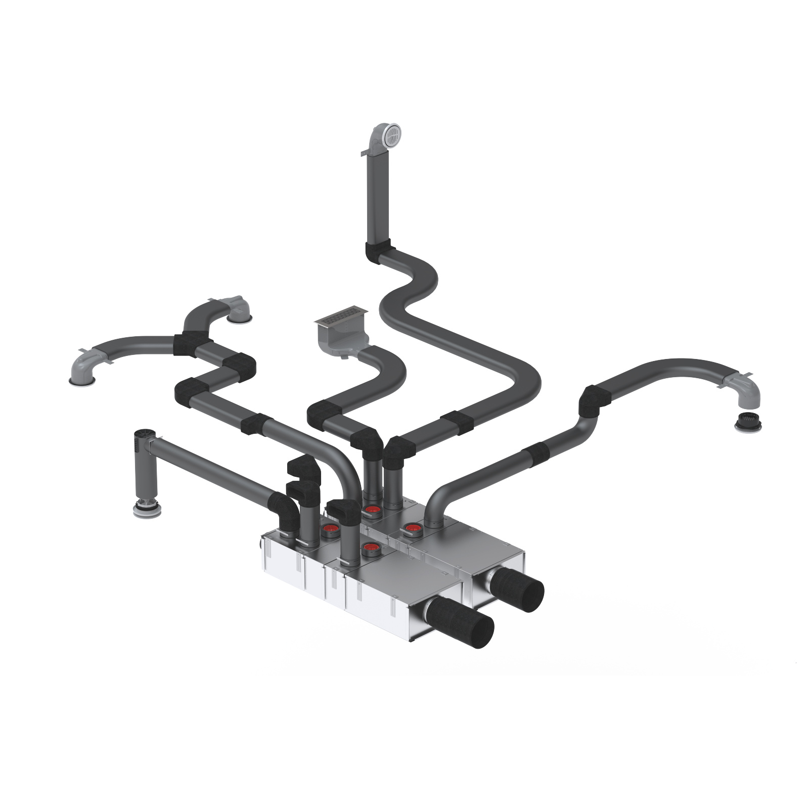 Cut-Out Zehnder ComfoWell Therm attenuator kit Comfortable indoor ventilation Angled view
