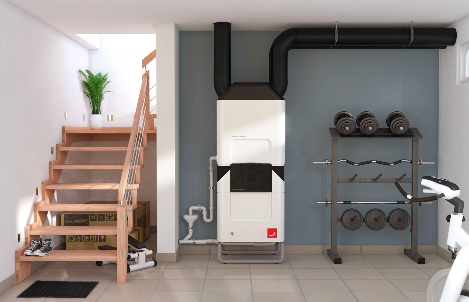 Rendering ComfoClime Comfortable indoor ventilation Front view