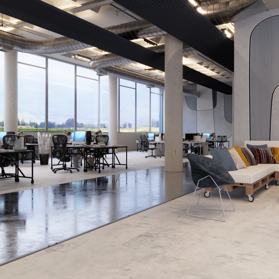 Large open-plan office, Modern, RHC, Urban