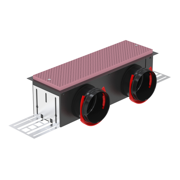 Rendering Zehnder ComfoCase CLD breit Comfortable indoor ventilation Angled view