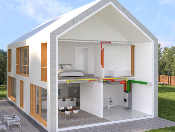 Rendering Zehnder ComfoClime 36 Comfortable indoor ventilation Angled view