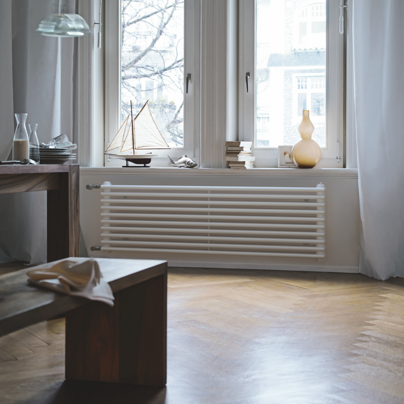 Zehnder_RAD_Charleston-Turned-HY_living_traffic white Rendering Zehnder Charleston Turned Decorative radiator Front view