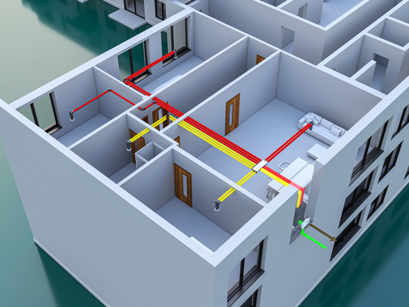 Rendering Zehnder ComfoAir Fit 100 Comfortable indoor ventilation Angled view