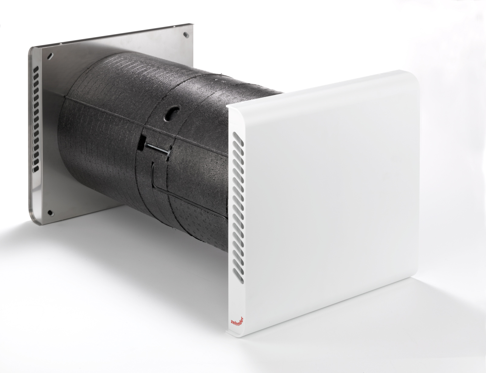 Zehnder_CSY_Ventilation_Unit_decentralised_ComfoSpot_50_cover_stainless_steel Cut-Out Zehnder ComfoSpot 50 Comfortable indoor ventilation Front view