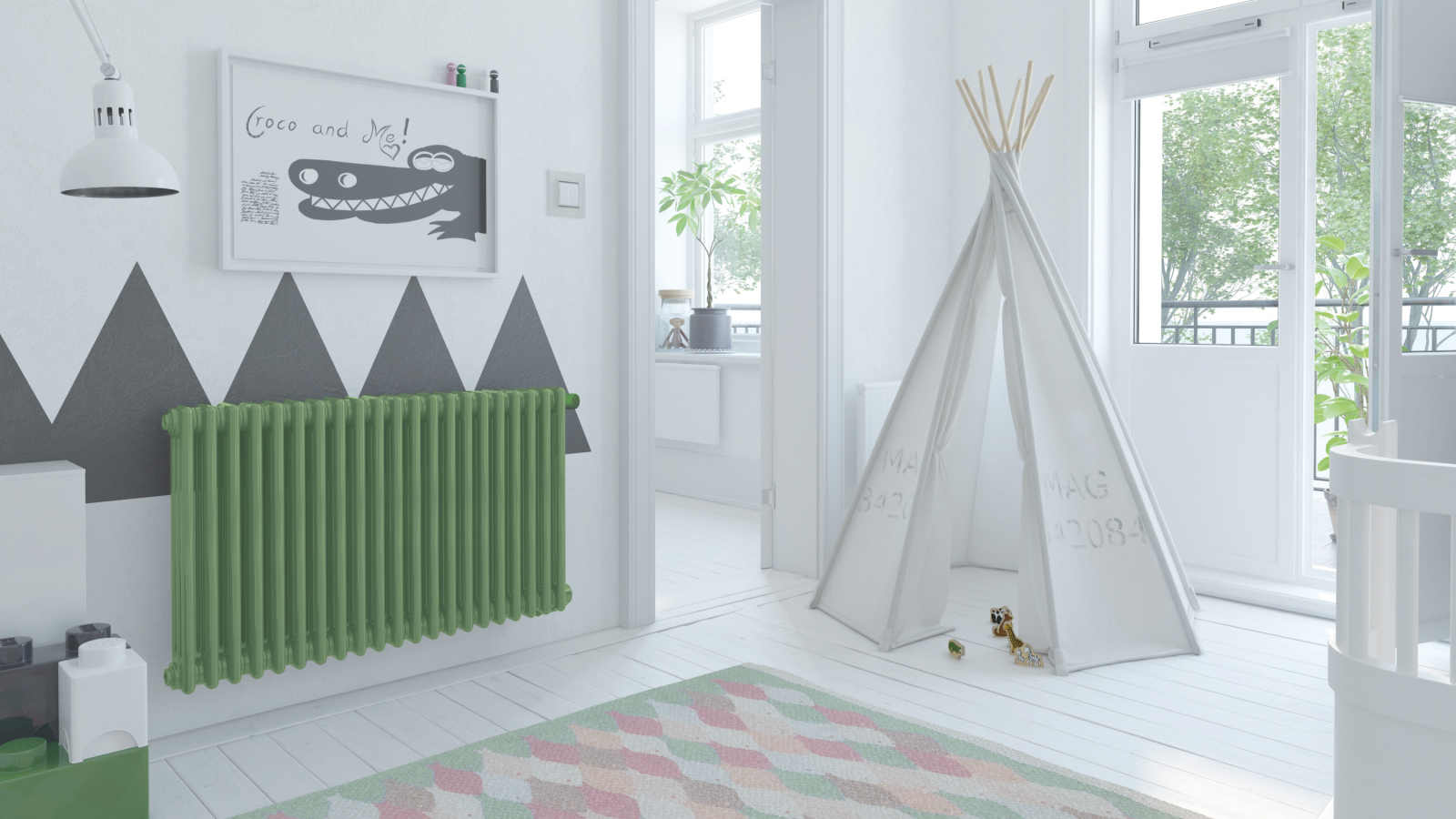 Rendering Zehnder Charleston Decorative radiator Angled view