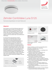 Technische Spezifikation Zehnder ComfoValve Luna S125