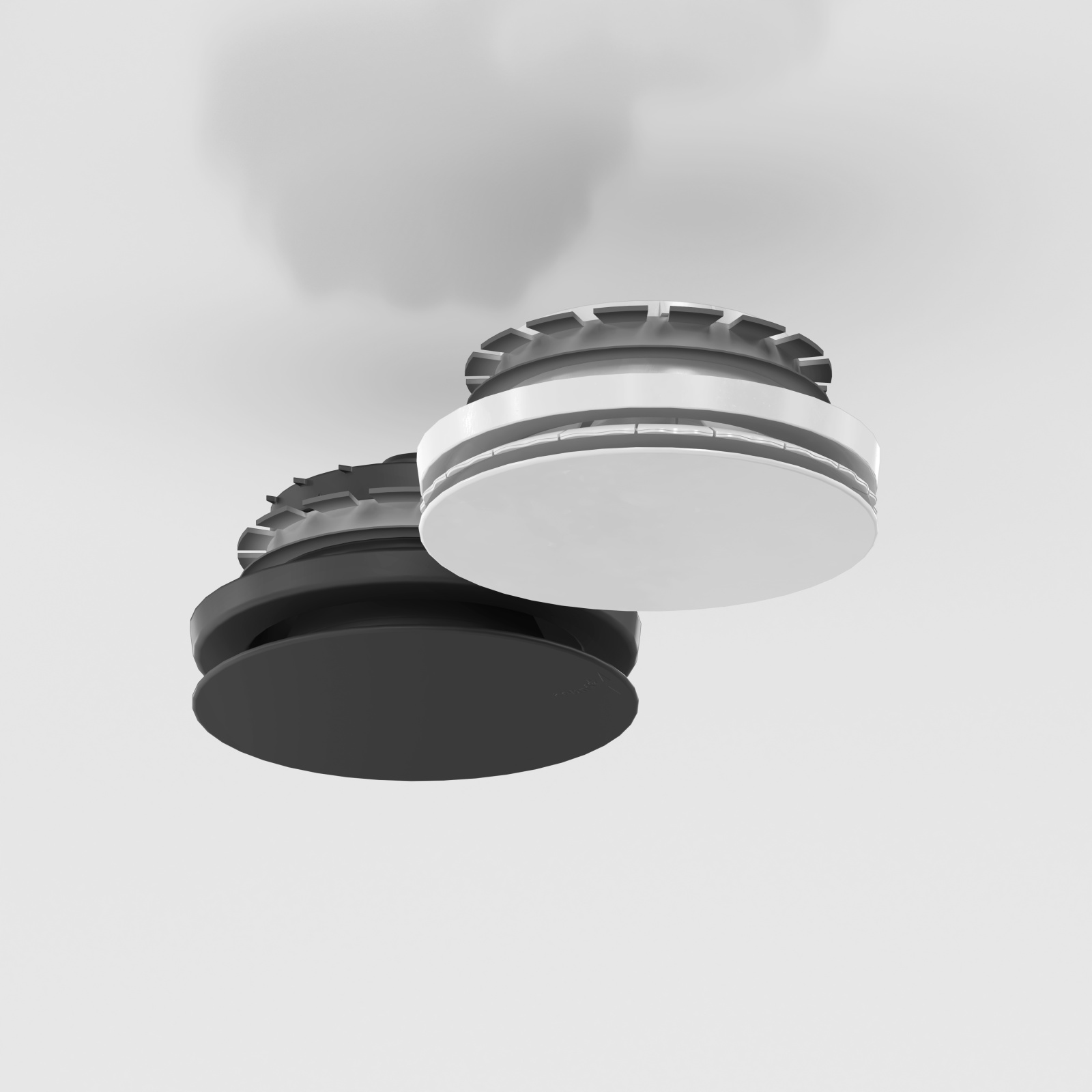 Zehnder_CSY_ComoValve_Luna_S_E_Traffic-White_Black_Background Cut-Out Zehnder ComfoValve Luna E125 Comfortable indoor ventilation Angled view