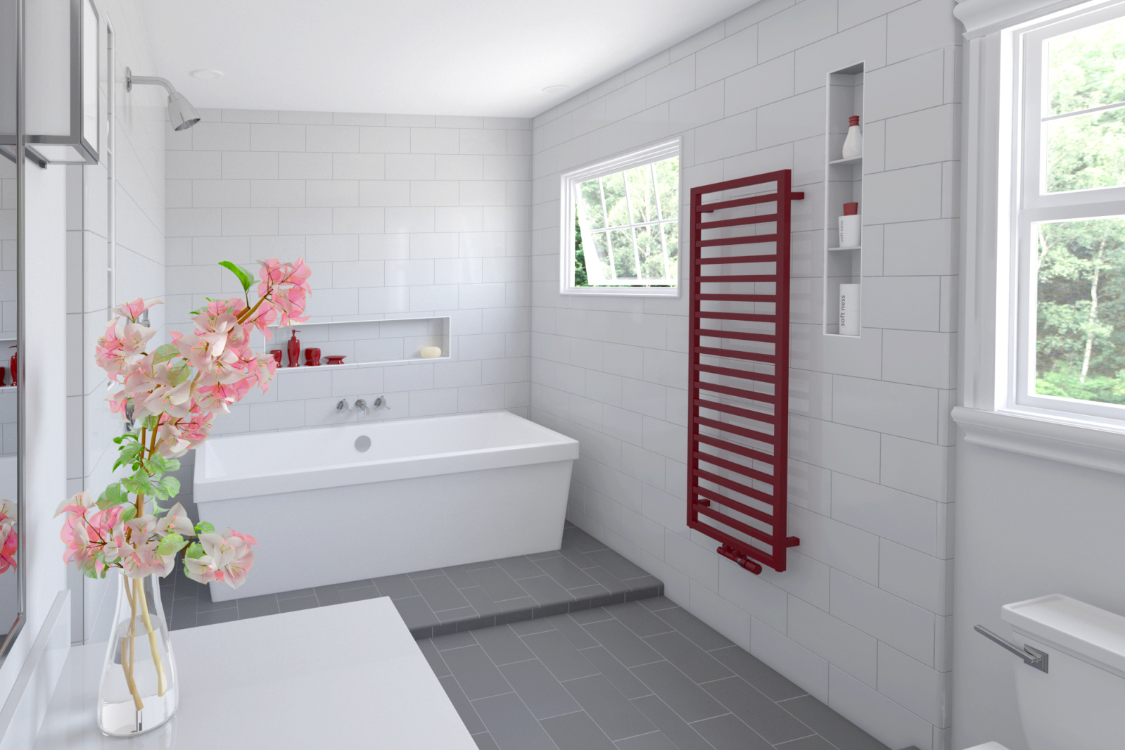 Rendering Zehnder Quaro Decorative radiator Angled view