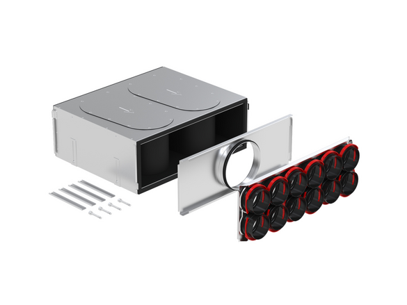 Rendering Zehnder ComfoWell Manifold Comfortable indoor ventilation Angled view